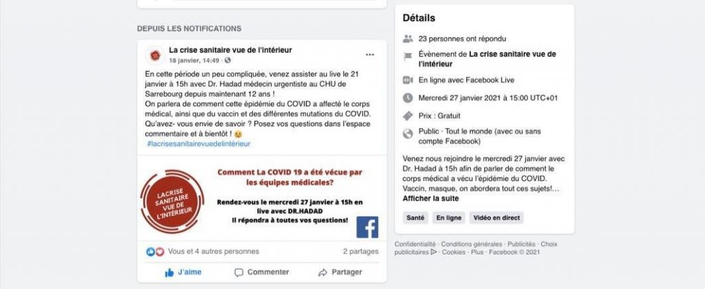 Photo du live avec Dr. Hadad